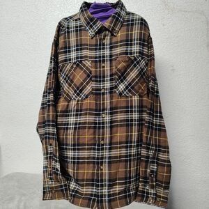 NWT Smith's Workwear Brown Flannel Button Up Shirt Jacket Size Large 100% Cotton